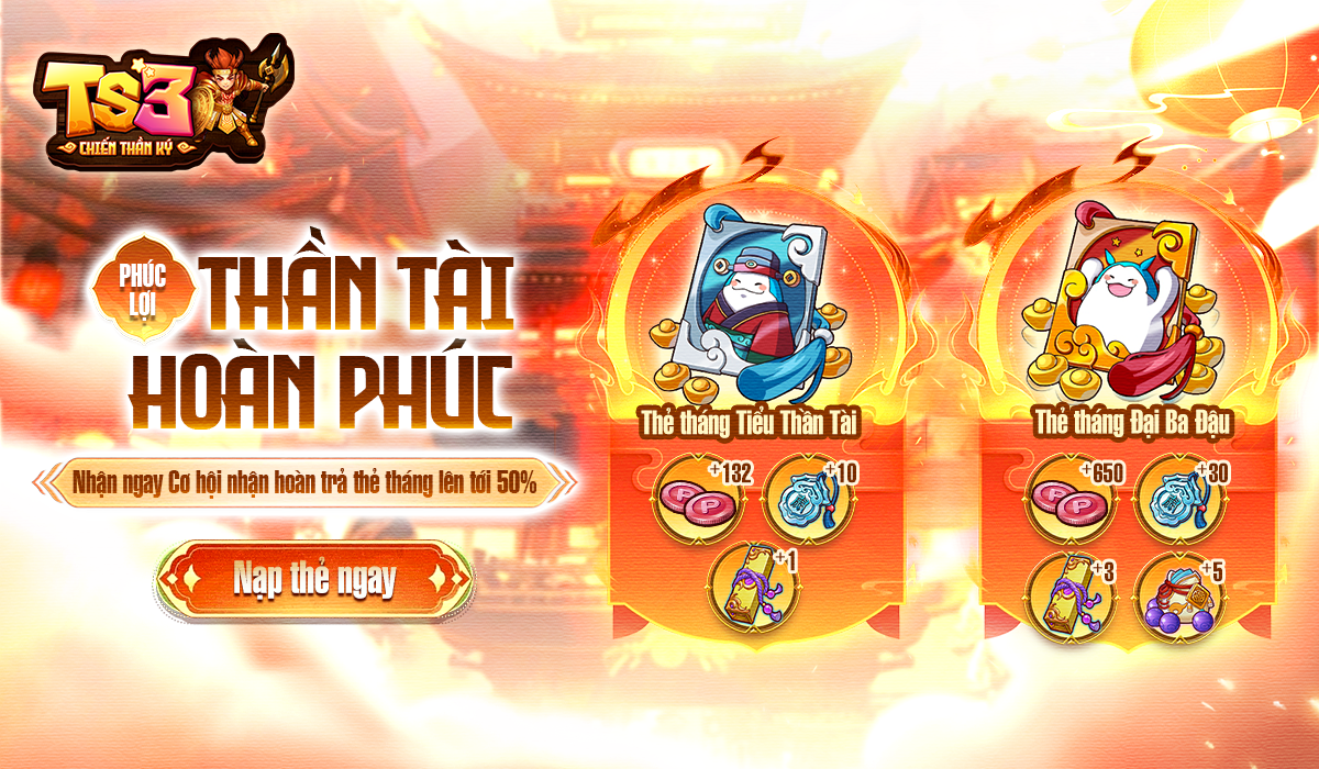 [Sự kiện] – Ưu Đãi Thẻ Tháng – Hoàn Đến 50% Điểm Nuốt Chủng